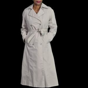 Vintage Orvis Trench Coat Khaki Tan All Weather Removable Liner Belted Size 6